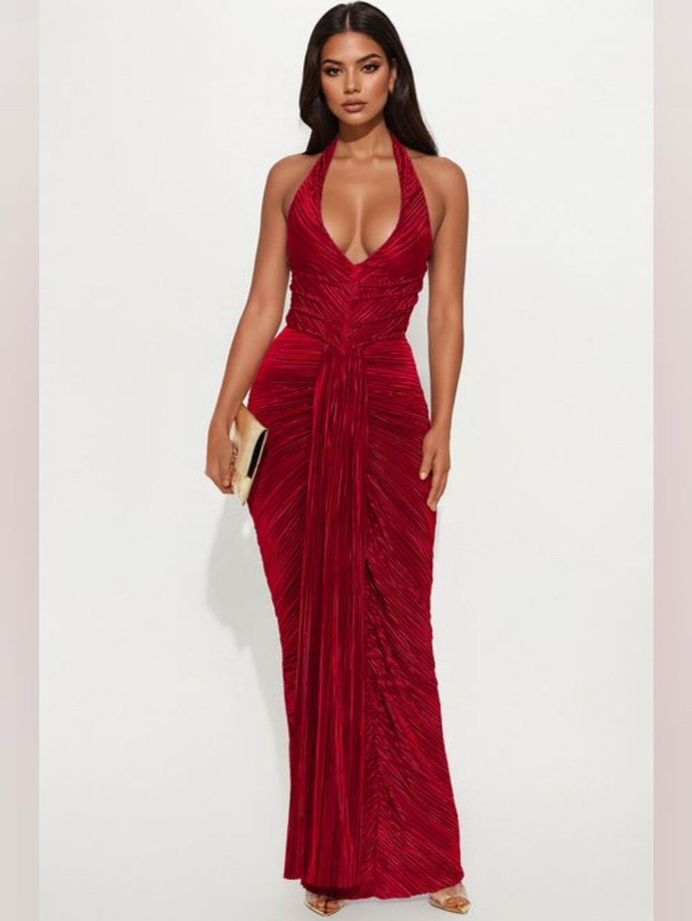 Fashionova My Moment Pleated Maxi Dress Small